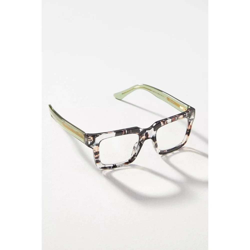 NEW ANTHROPOLOGIE GREEN MARBLE SPOTLIGHT BLUE LIGHT PEEPERS READERS + 1.75